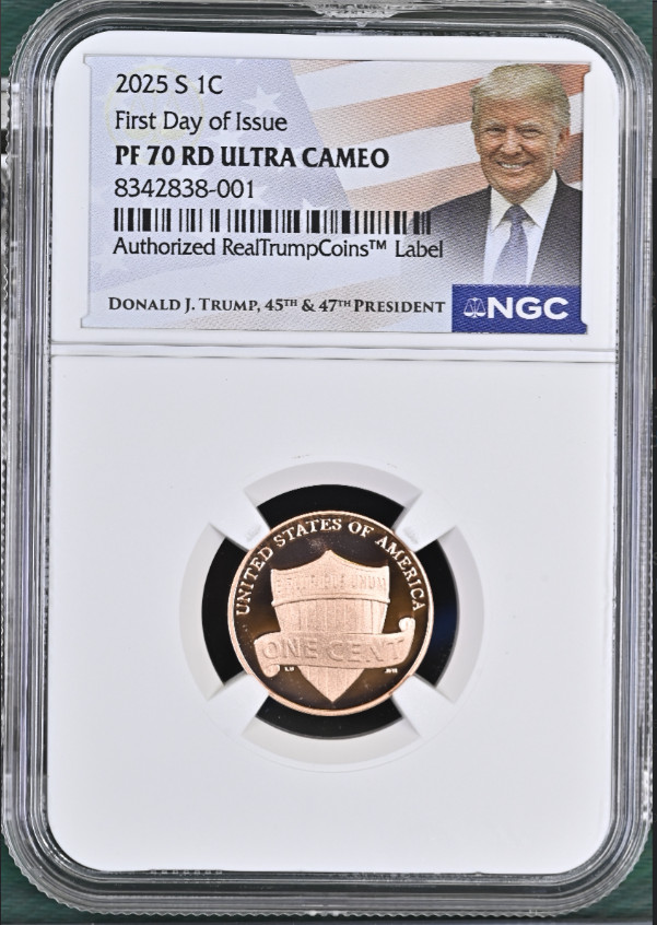 2025 S Lincoln 1C NGC PF 70 RD Ultra Cameo First Day Of Issue Trump Label