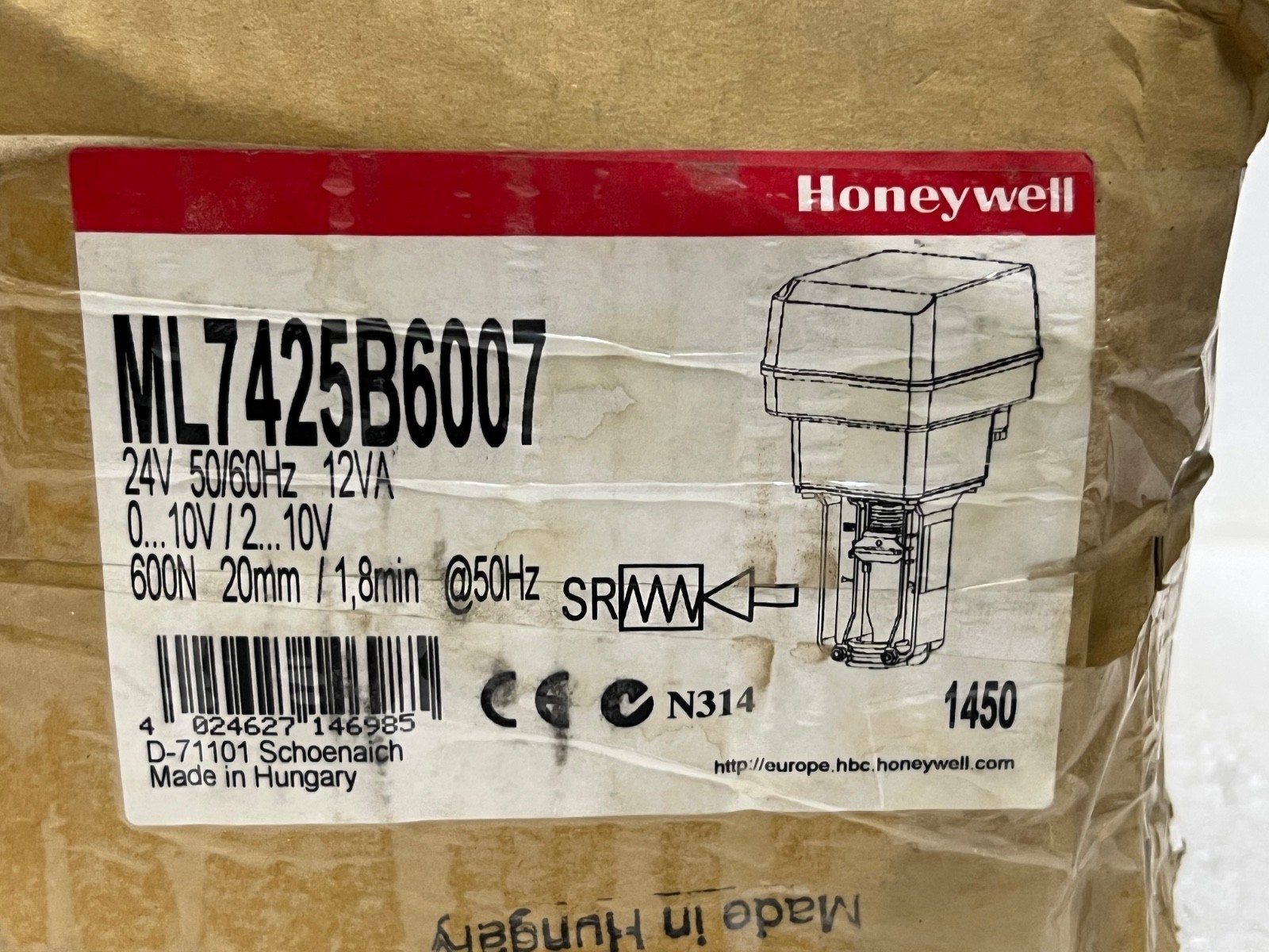 Honeywell ML7425B6007 Pneumatic Actuator
