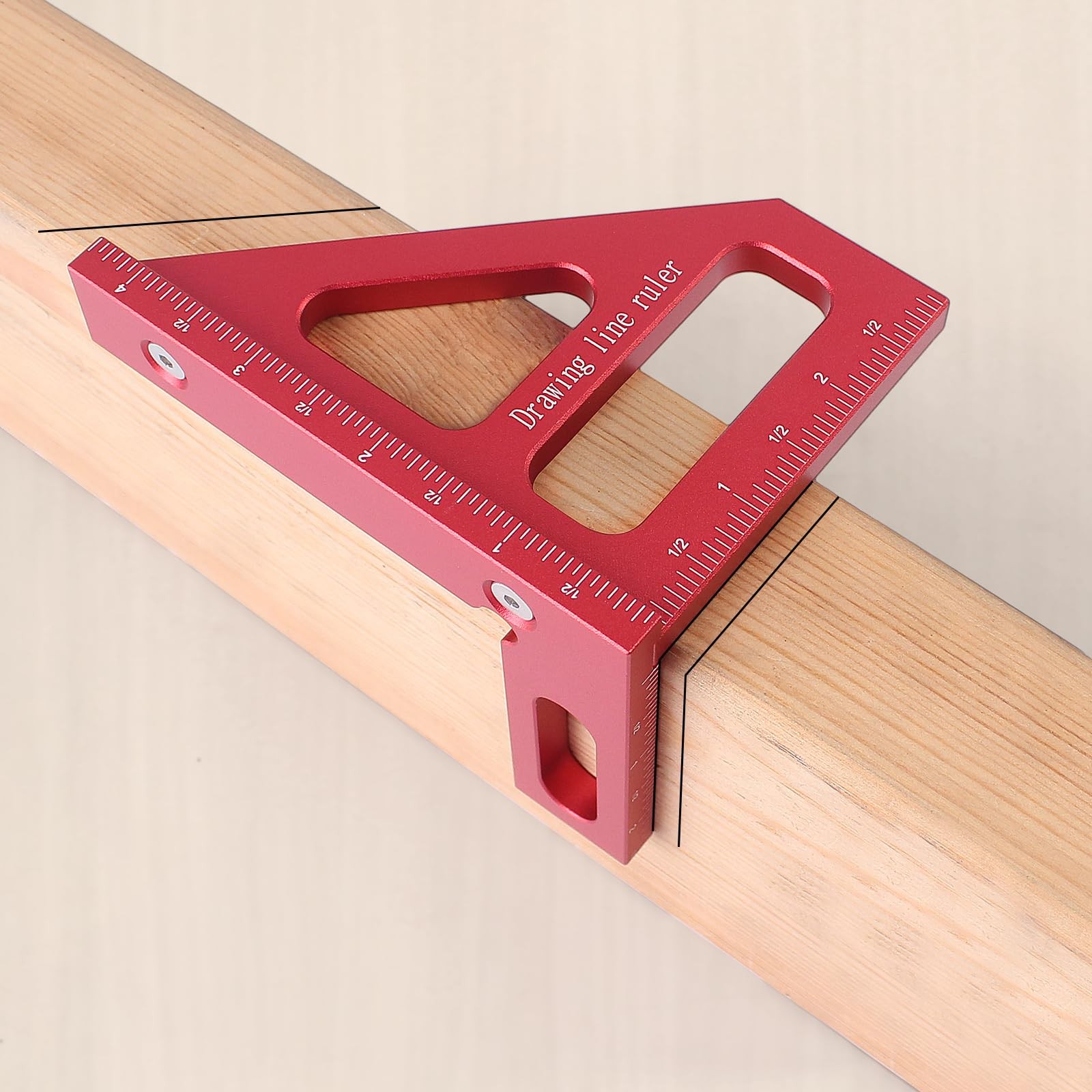 KETIPED Imperial 3D Multi-Angle Measuring Ruler,45/90 Degree Red(Imperial)