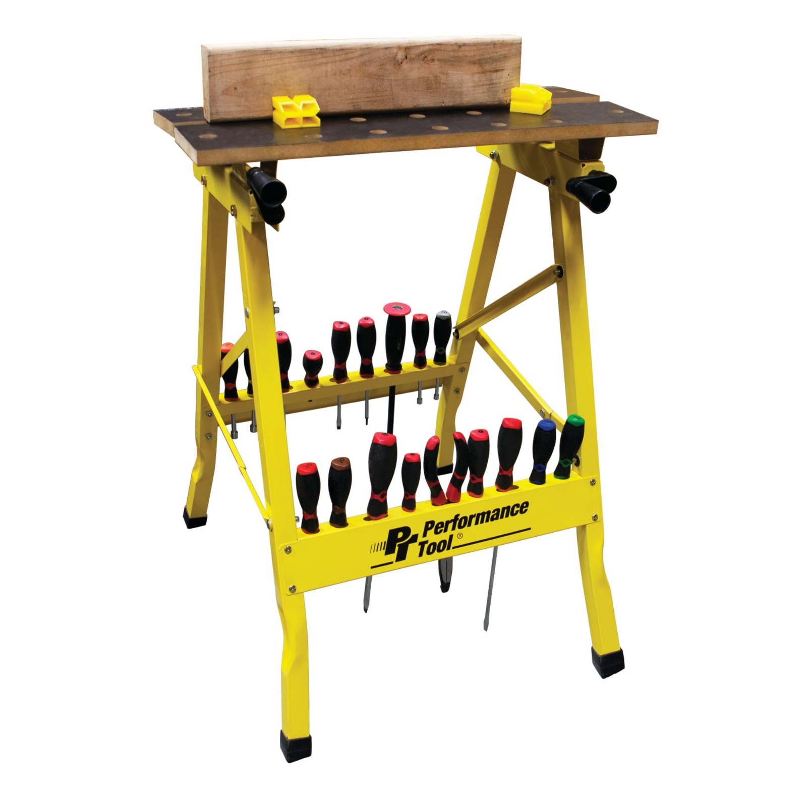 Portable Folding Workbench & Vise | 200 lb Capacity, Grid Ruler, Protractor, 4 B