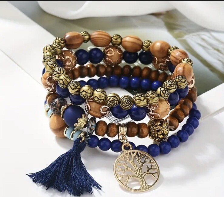 Handcrafted Boho Tassle Bracelet With Tree Of Life