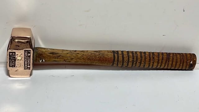 Vintage Victory Safety No. 4 Copper Non Spark Hammer Mallet USA, Original Handle