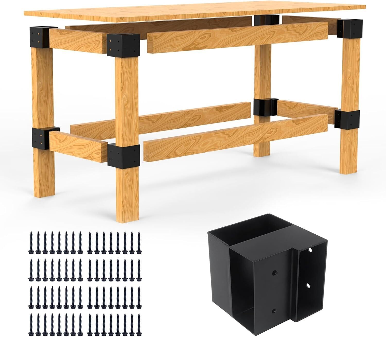 Heavy Duty Workbench Bracket Kit 8 Pcs Steel 3-Way Right Angle Corner Brackets