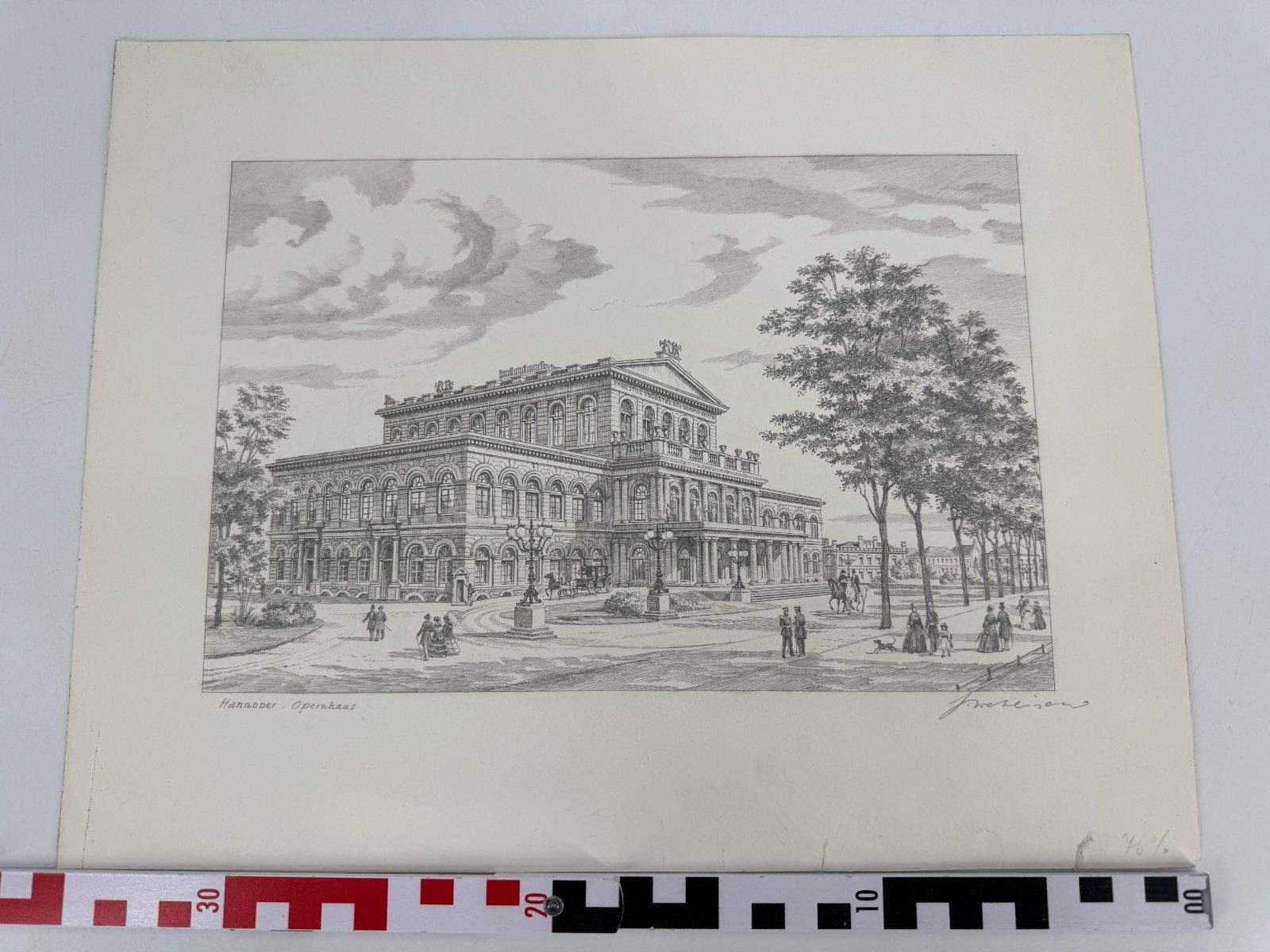 * HEINZ WEHLISCH DRAWING HANNOVER OPERA HOUSE VIEW SIGNED
