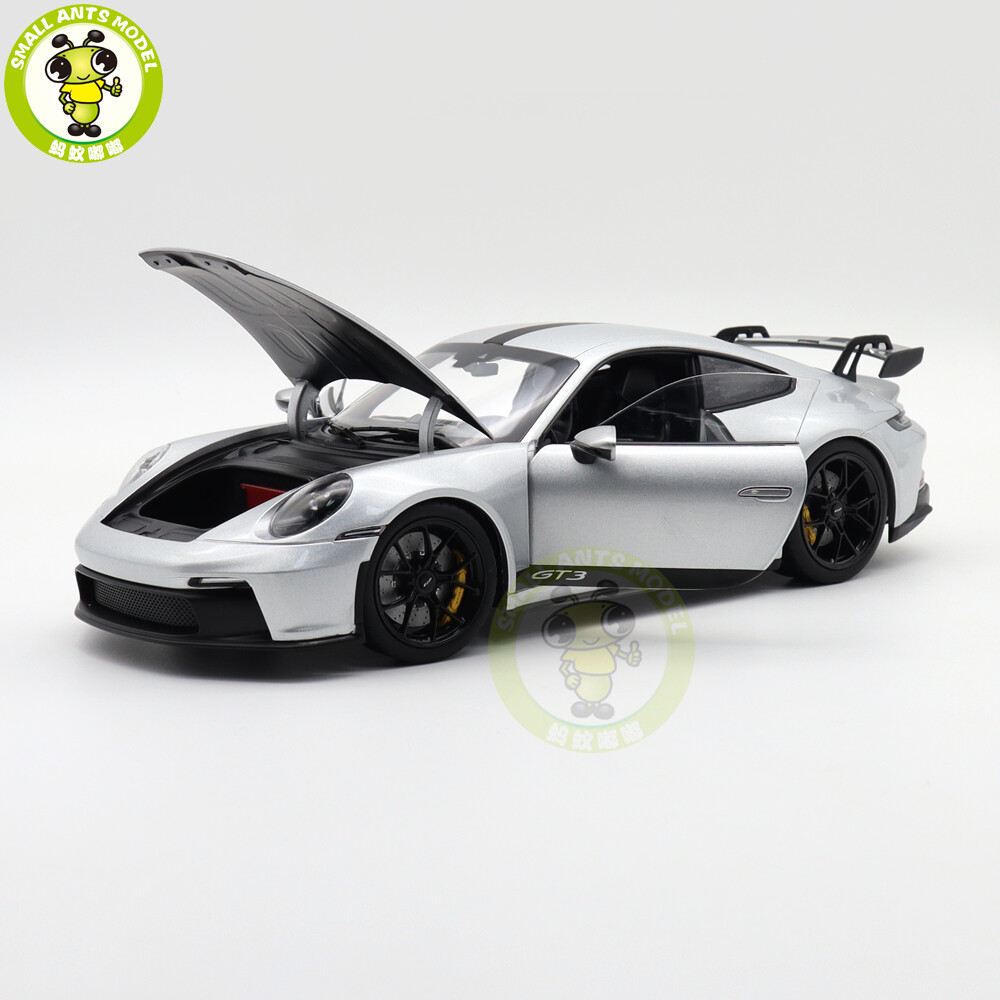 1/18 Porsche 911 992 GT3 2021 Norev 187317 Silver Black Strips Diecast Model Car