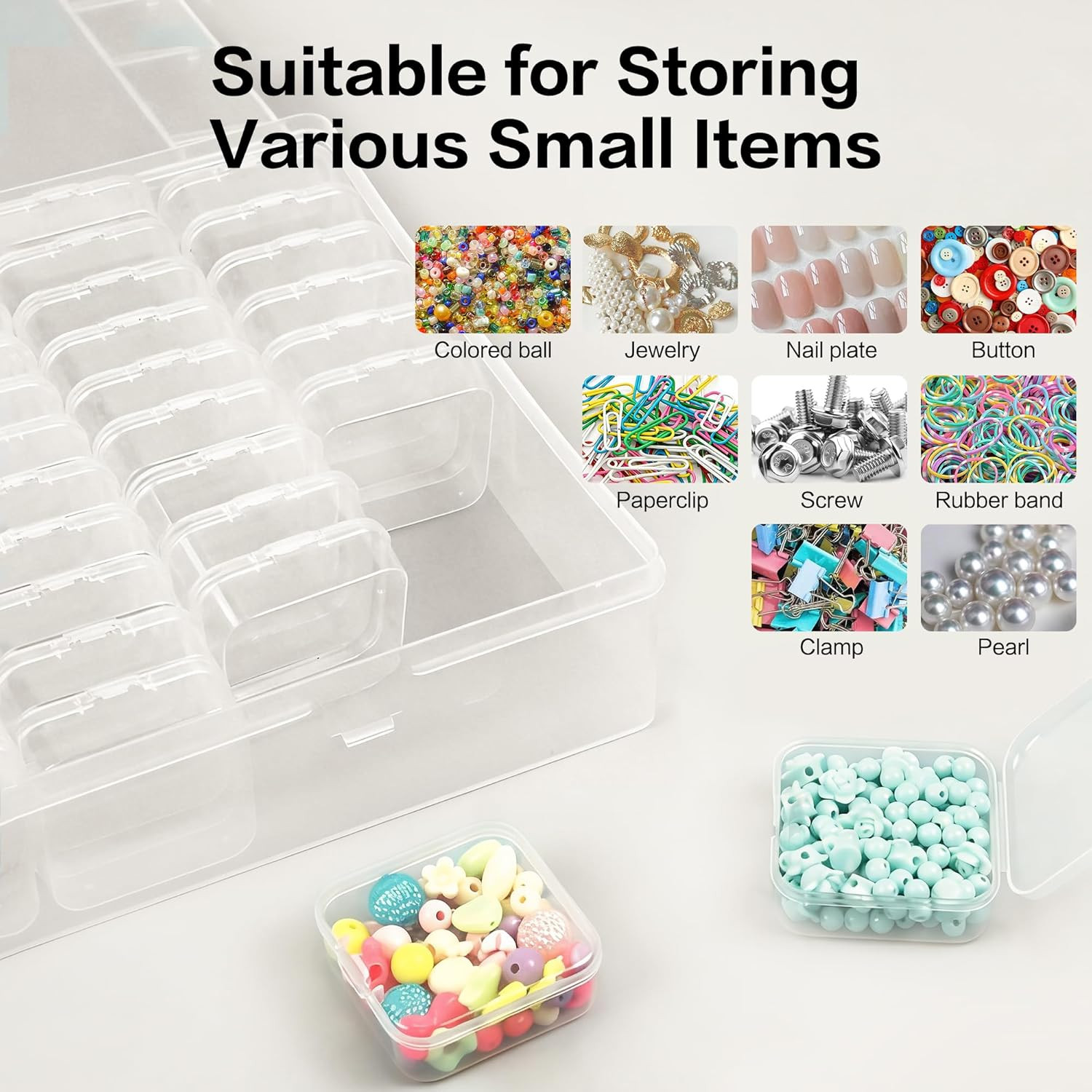 Large Bead Organizer Box, 66 Pcs Small Clear Storage Containers | Mini Bead Orga