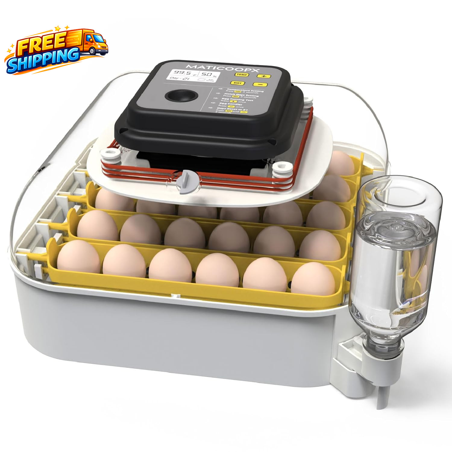 30 Egg Incubator with Humidity Display Egg Candler Automatic Egg Turner