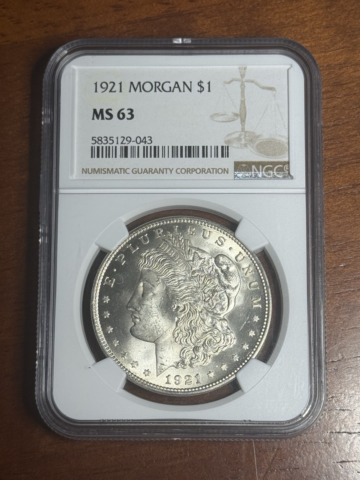 1921 Morgan Silver Dollar MS63 NGC Philadelphia Bright Luster