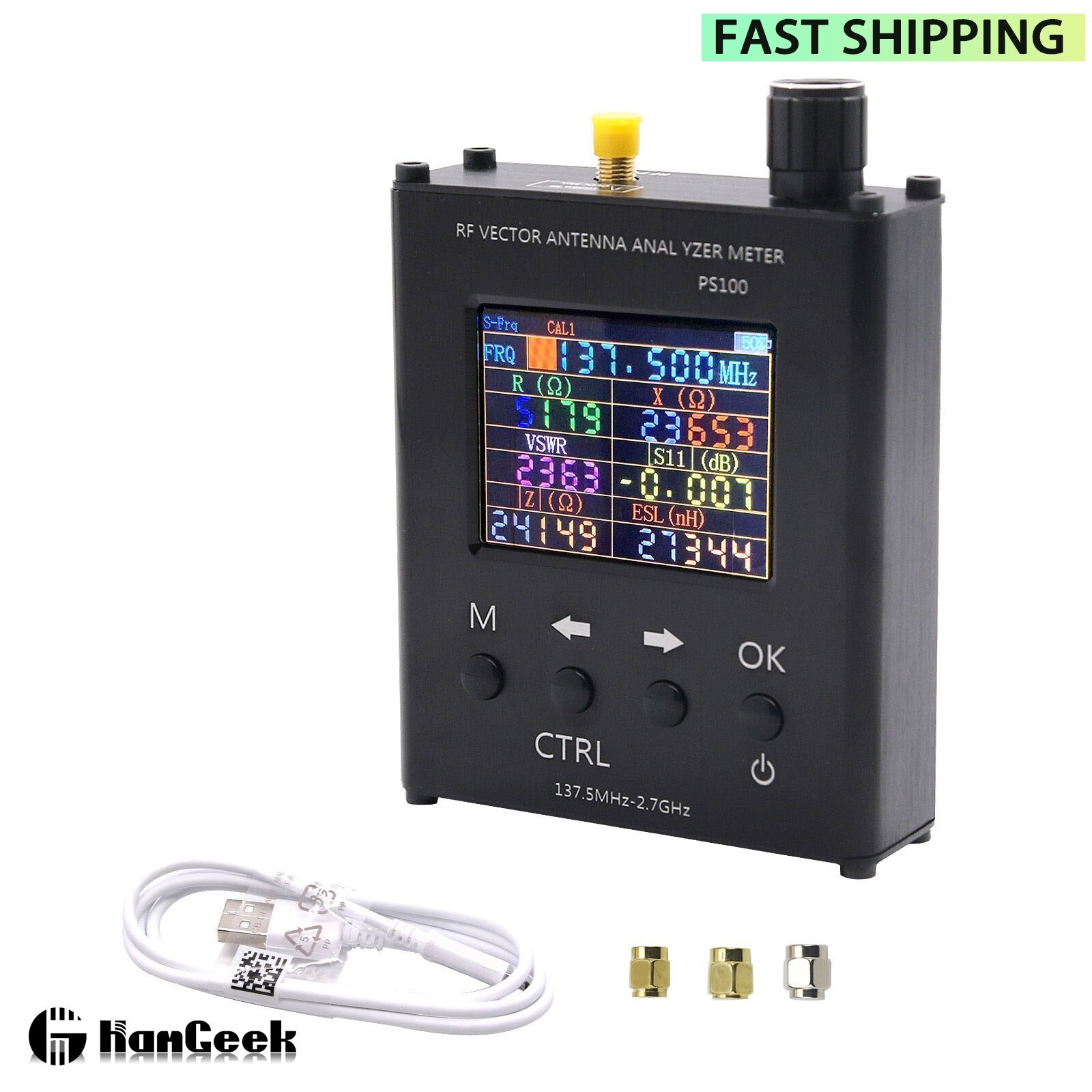 137.5M-2.7G UV RF Antenna Analyzer SWR Meter /Tester Aluminum Alloy Shell PS100