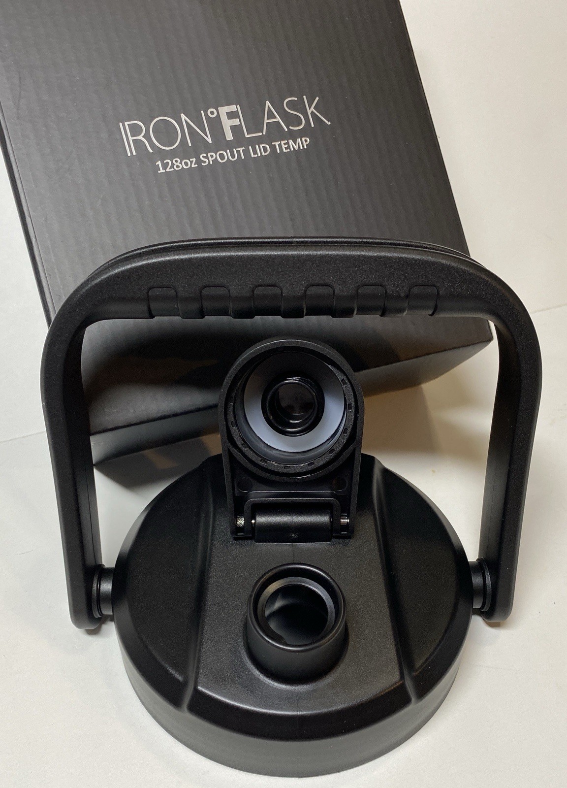 Iron Flask 128 oz Spout Lid Temp New in Box Black with Handle