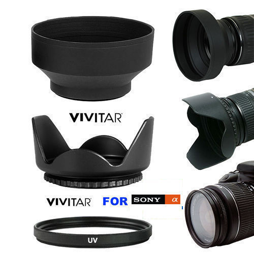 67MM HARD LENS HOOD + SOFT RUBBER HOOD +HD UV FILTER FOR Sony FE 85mm f/1.8 Lens