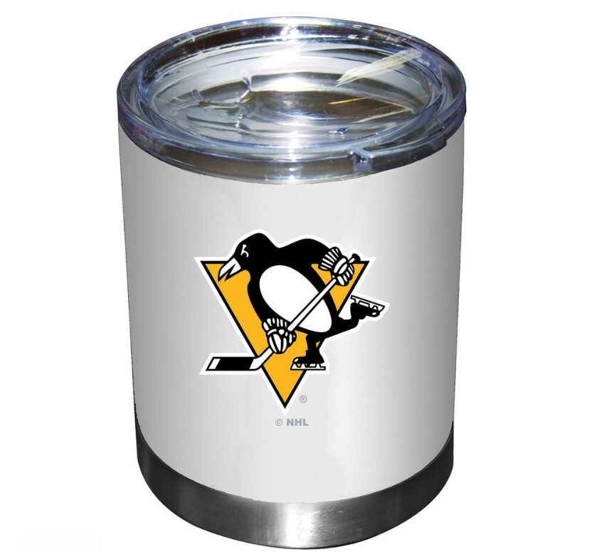 Pittsburgh Penguins NHL Lidded Stainless Steel Lowball Whisky Rocks Tumbler 12oz