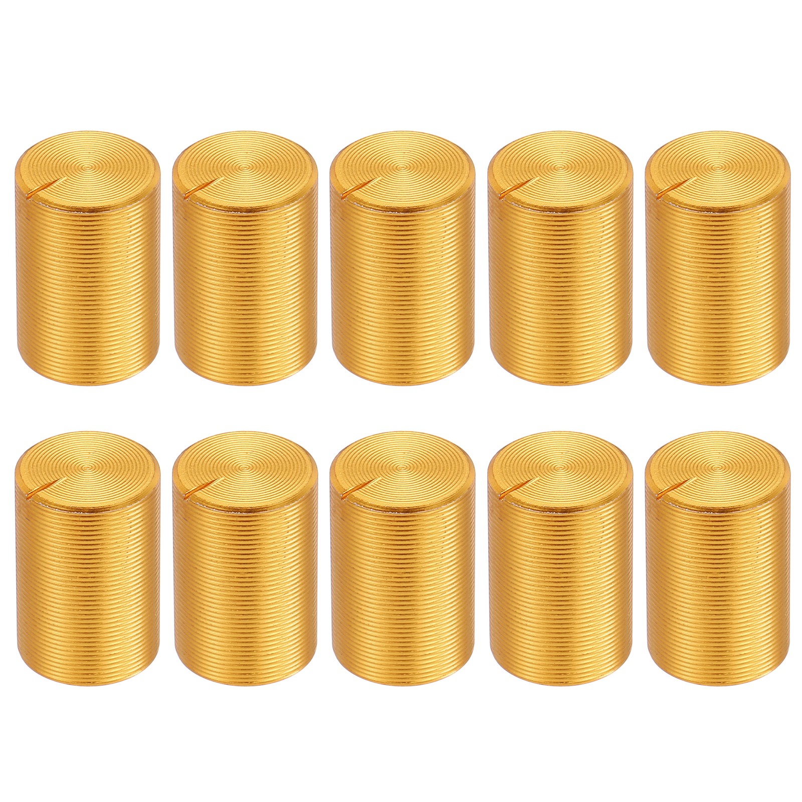 10pcs Potentiometer Knob Knurled Shaft Gold 6mm Shaft Dia. 10mmx15mm