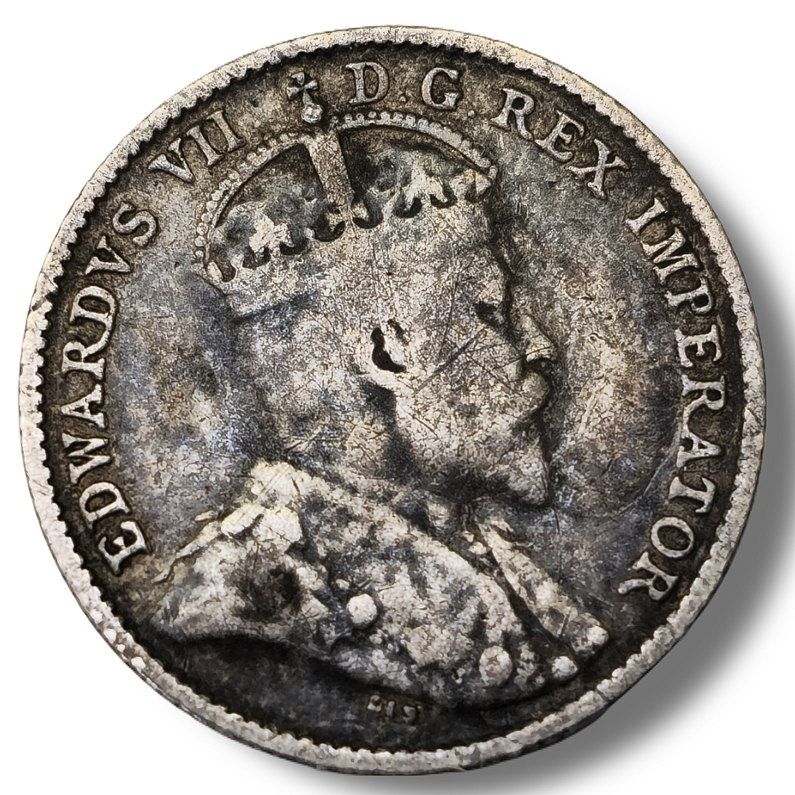 1909 Canada 5 Cents .925 Silver Half Dime /Queen Victoria W Toning # 1373