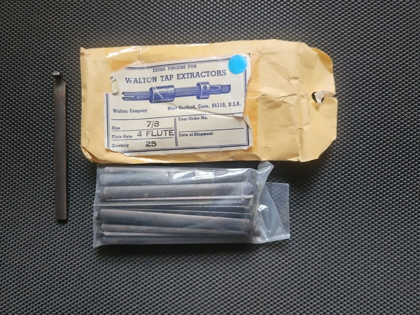 Pack of 25 7/8"  4 Flute Tap Extractor Walton 12874 Replacement Fingers USA NOS