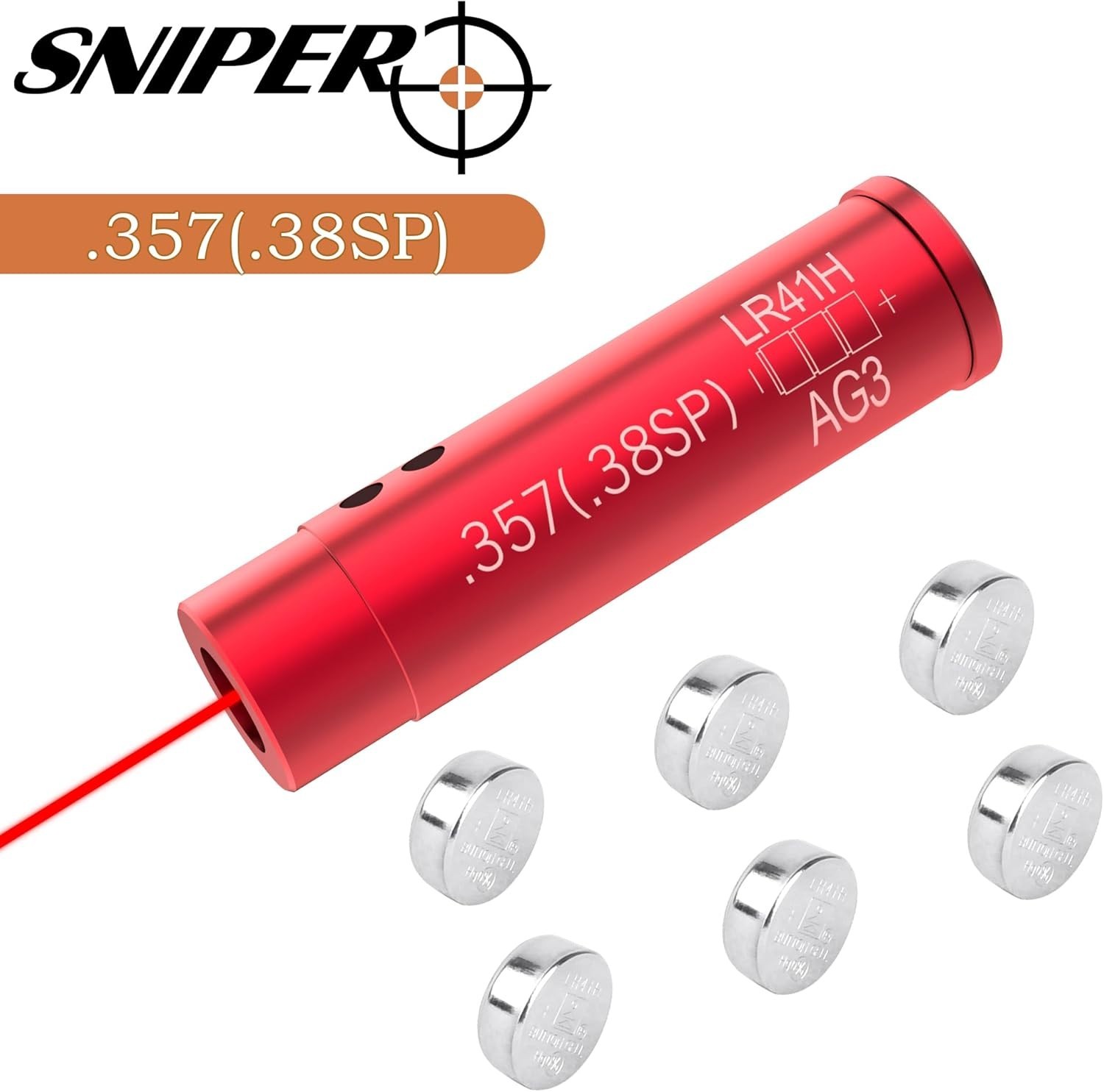 TPO .357 Red Laser Bore Sight w/ 6 Batteries