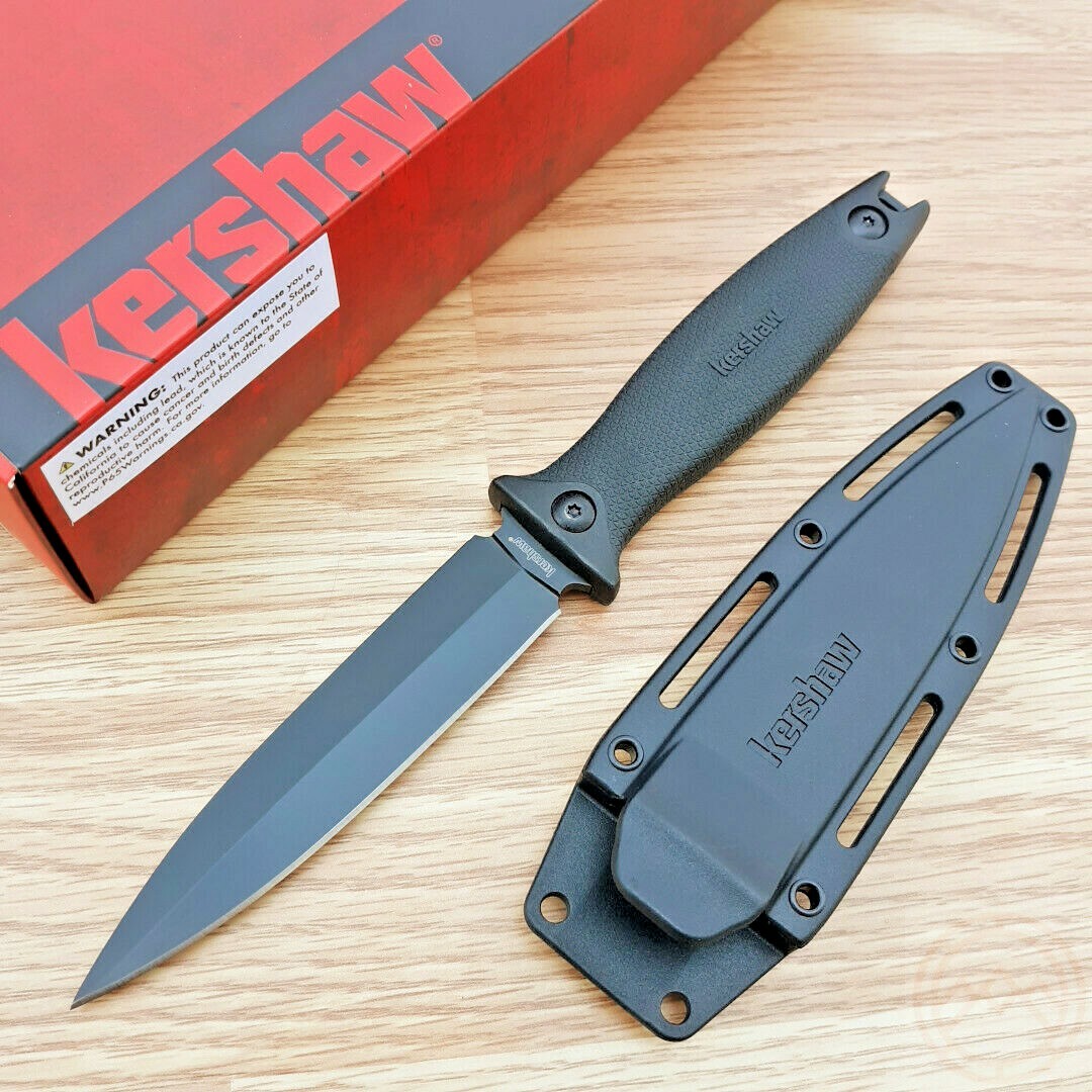 Kershaw Secret Agent Fixed Knife 4.38" 8Cr13MoV Stainless Blade Black GRN Handle