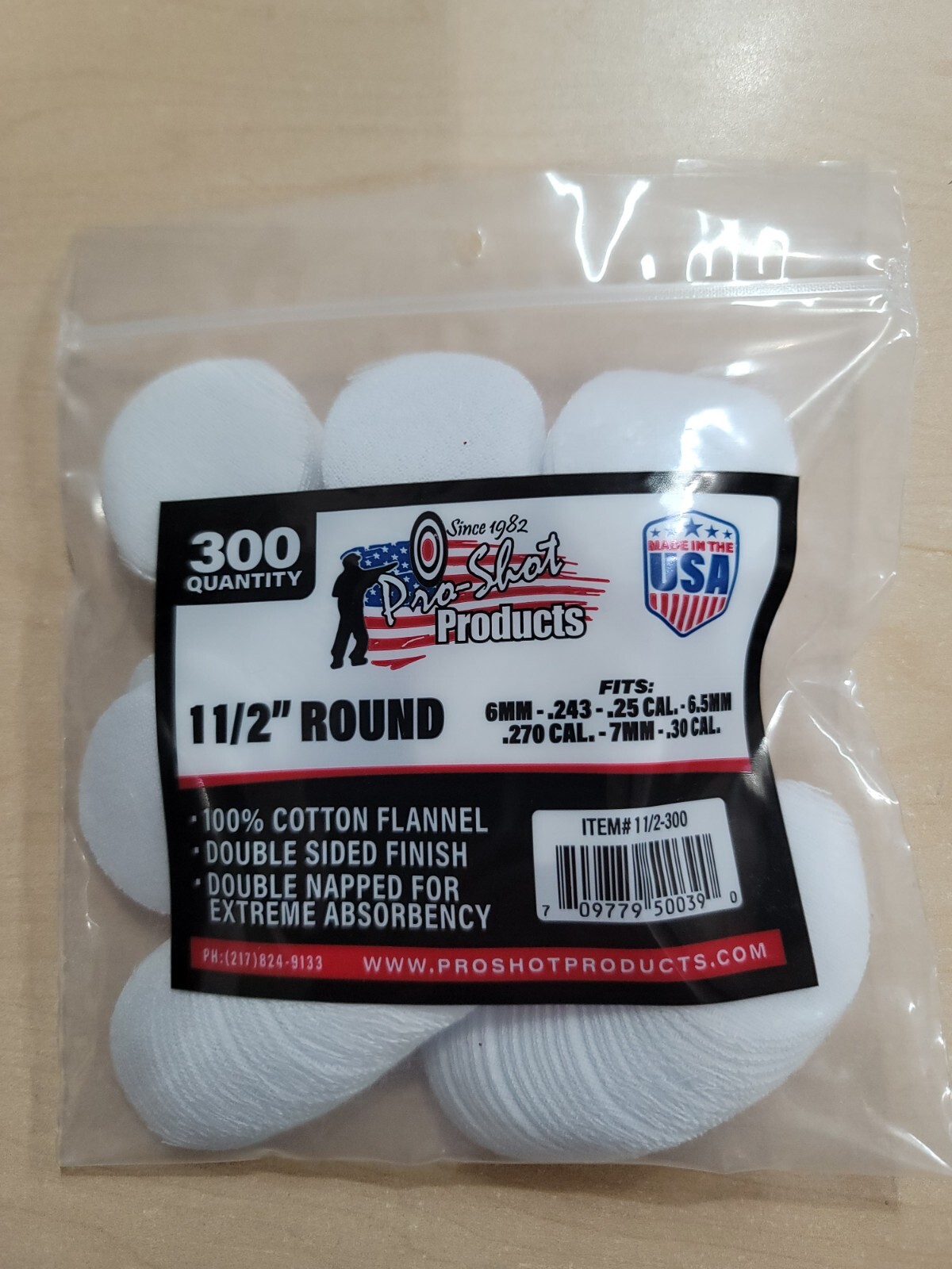 Pro-Shot Cleaning Patches, 1½" Cotton, 300 Per Pack 6mm-30 cal. Mpn 1½-300 NEW!