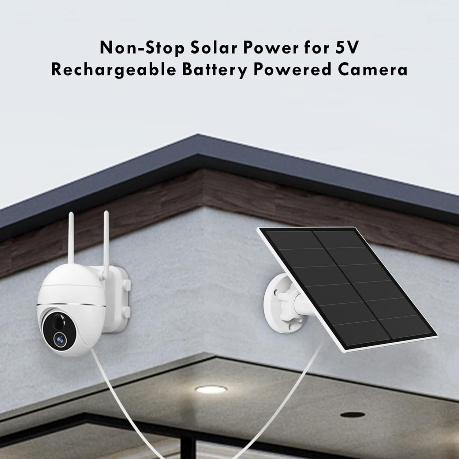 High-Efficiency 5W Solar Panel for DC 5V Battery Cameras - Adjustable & Secure