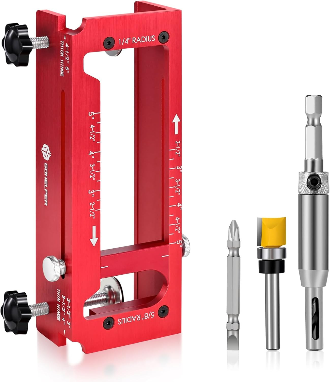Door Hinge Jig, Aluminum Alloy Door Hinge Template Kit for Router, Adjustable Mo