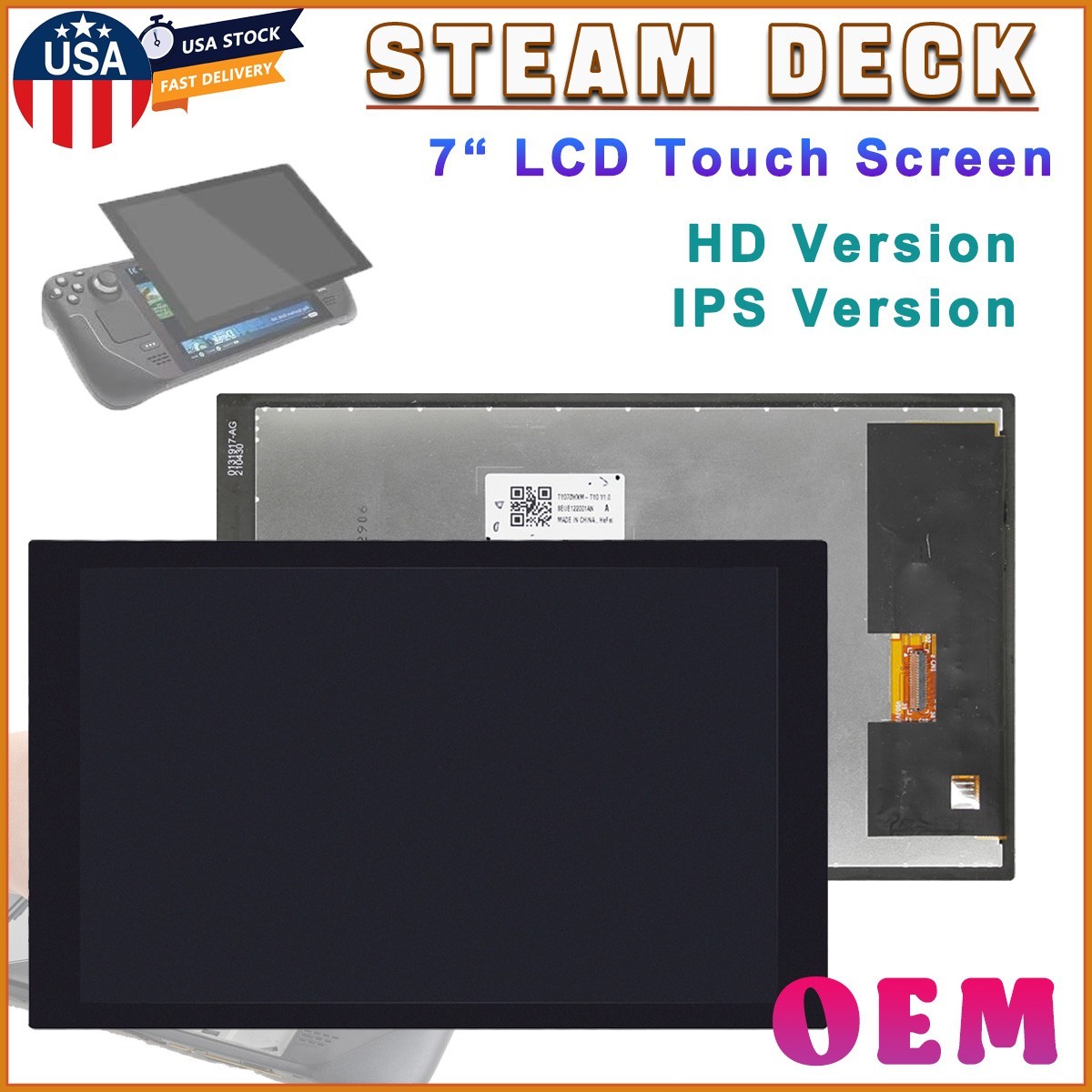 OEM 7" LCD Display Digitizer Touch Screen Assembly Replace For Valve Steam Deck