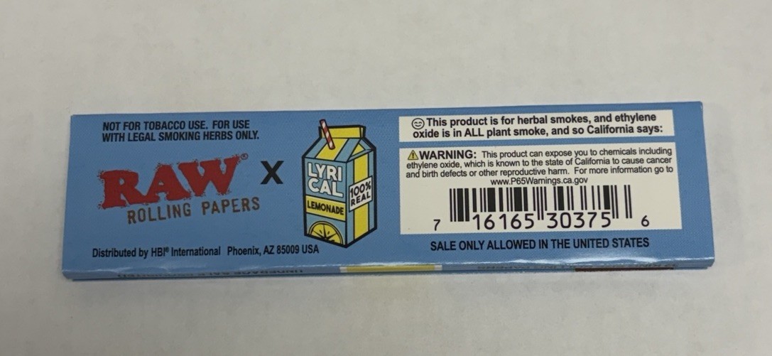 5 PACKS RAW LYRICAL LEMONADE KING SIZE ROLLING PAPERS