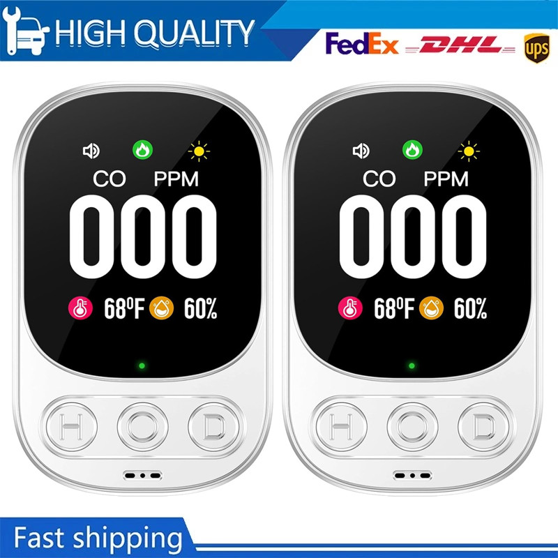 2XCarbon Monoxide Detector Plug 3-in-1 CO Level Monitor Alarm with Temp Sensor