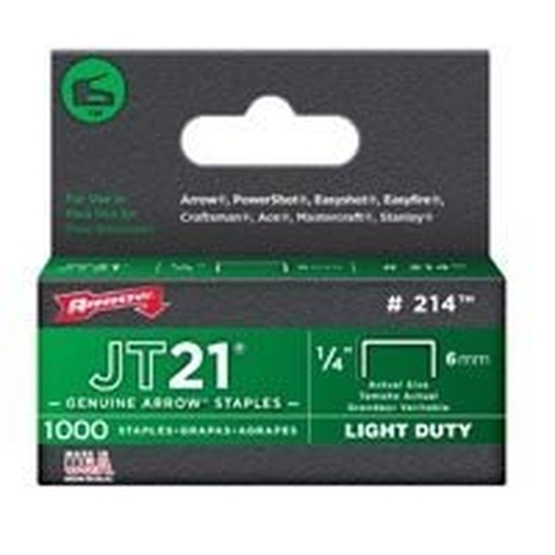 NEW lot of (5) packs ARROW 214  1/4" T21 STAPLE GUN 5000 STAPLES USA 4122545