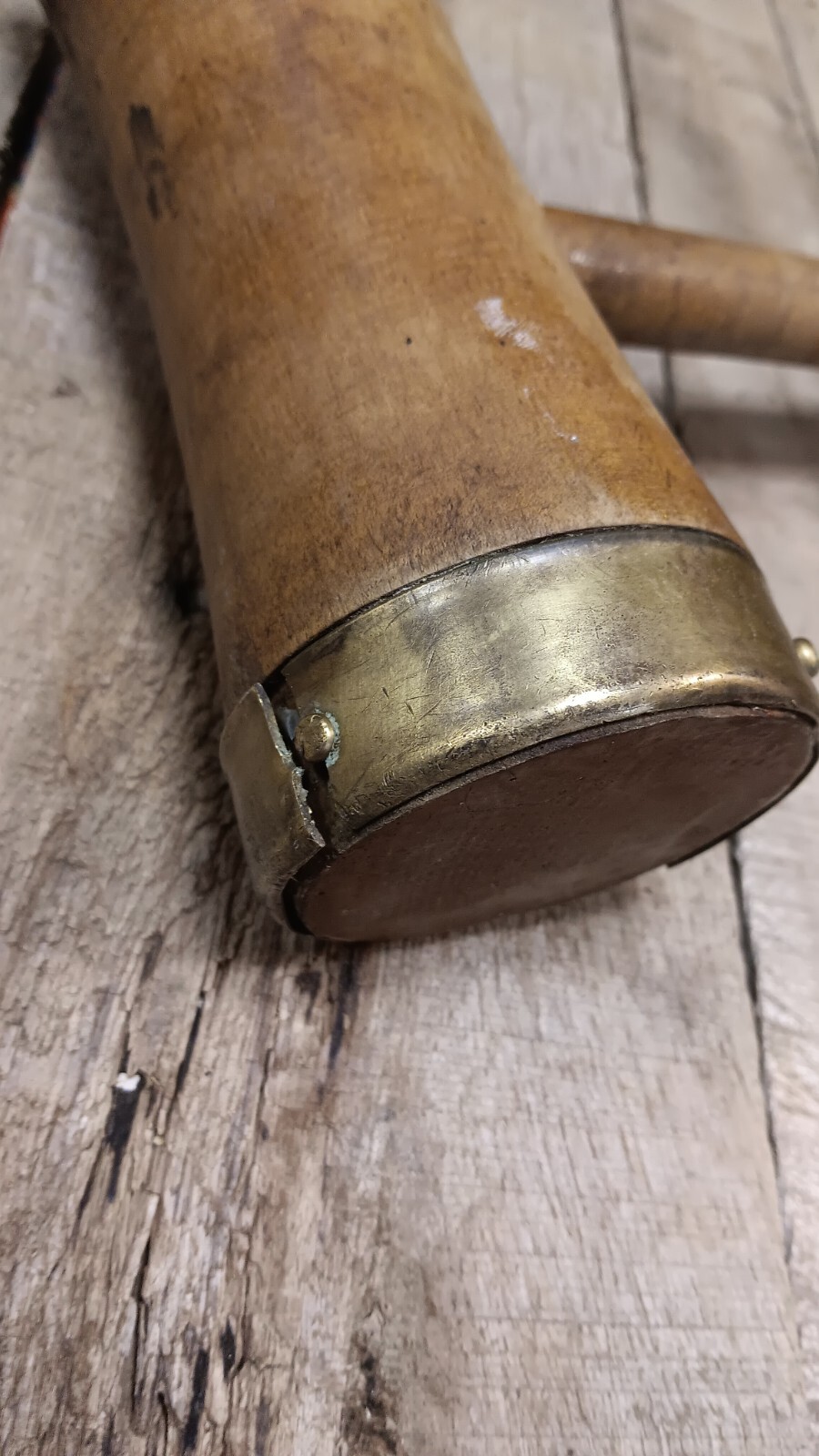 Vintage Wooden W/Brass Ring Fitting Shipwright Mallet Hammer