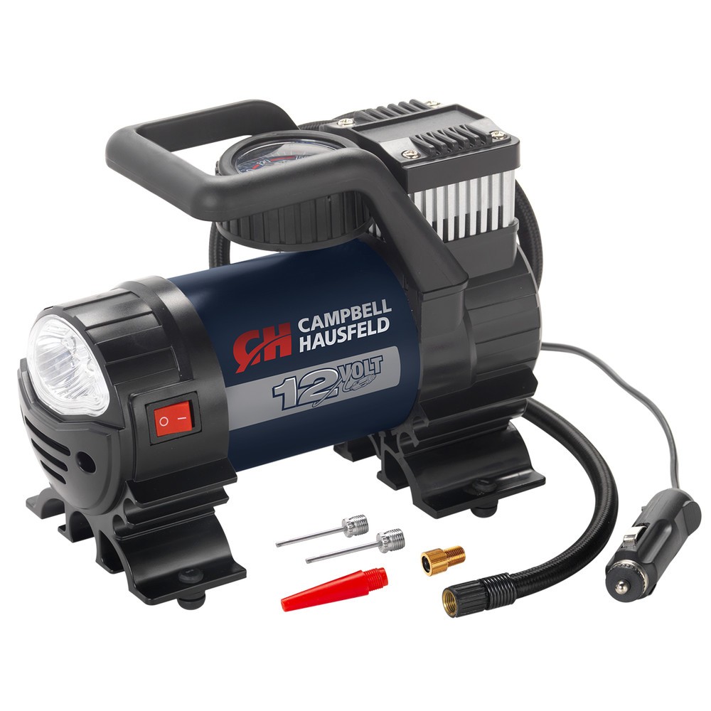Campbell Hausfeld AF010400 12V Inflator w/ Safety Light & Accessories New