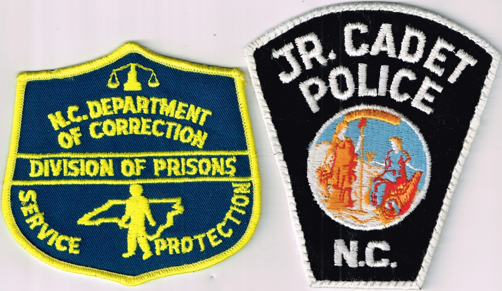 Pick 1 North Carolina Police patch: NC DOC/ or Jr. Cadet