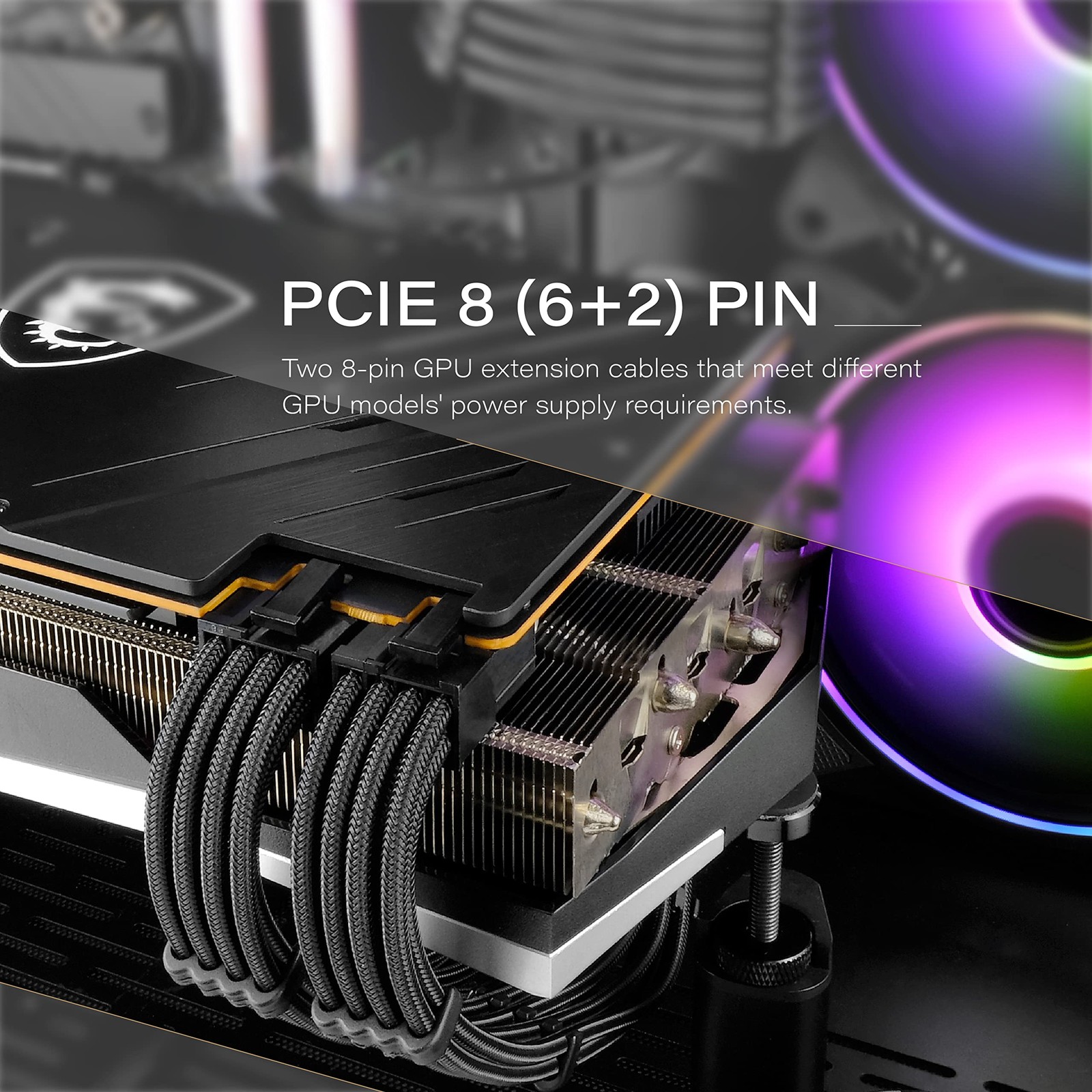 PSU Cable Extension Sleeved Custom Mod GPU PC Power Supply Soft Nylon Braided...