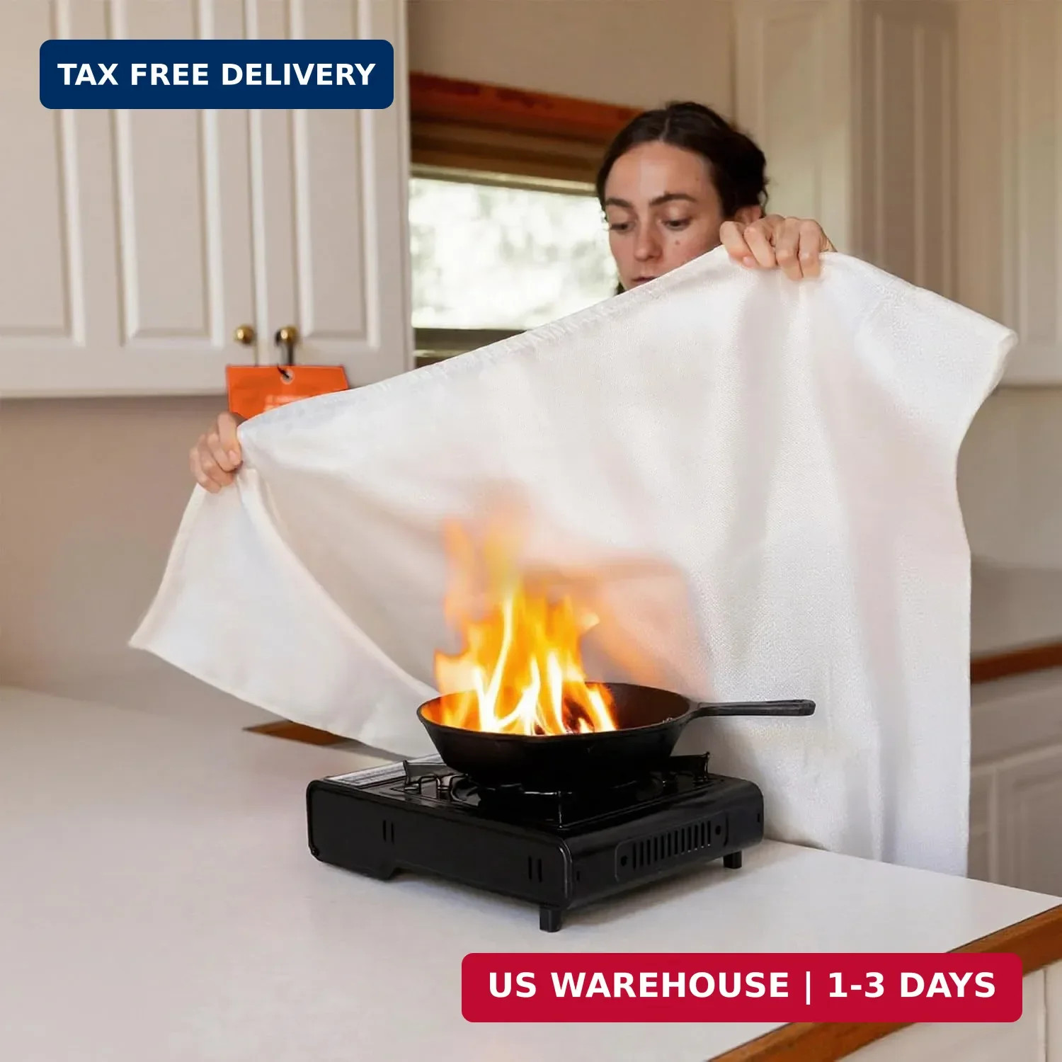 Emergency Fire Blanket 4 Pack 40"x40", Essential Fire Safety Blanket for Kitchen