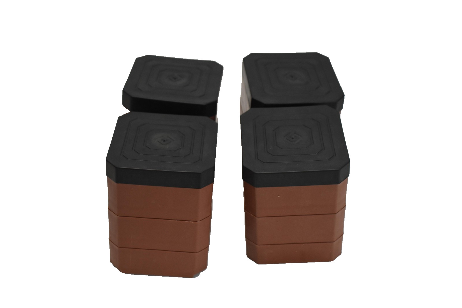 EclatBan Bed Risers Furniture Lifter Set of 4 Heavy Duty Brown 4.3" Riser