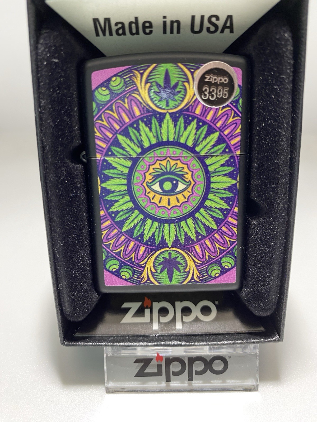 Zippo Black Light Leaf/Eye On A 2022 Lighter