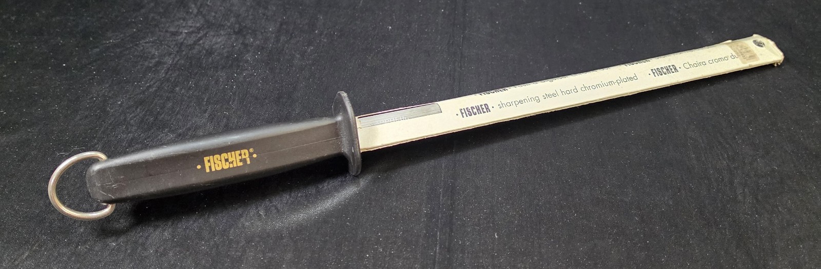 FISCHER Sharpening Steel Honing Rod 12" Butcher Knife Sharpener France Vintage