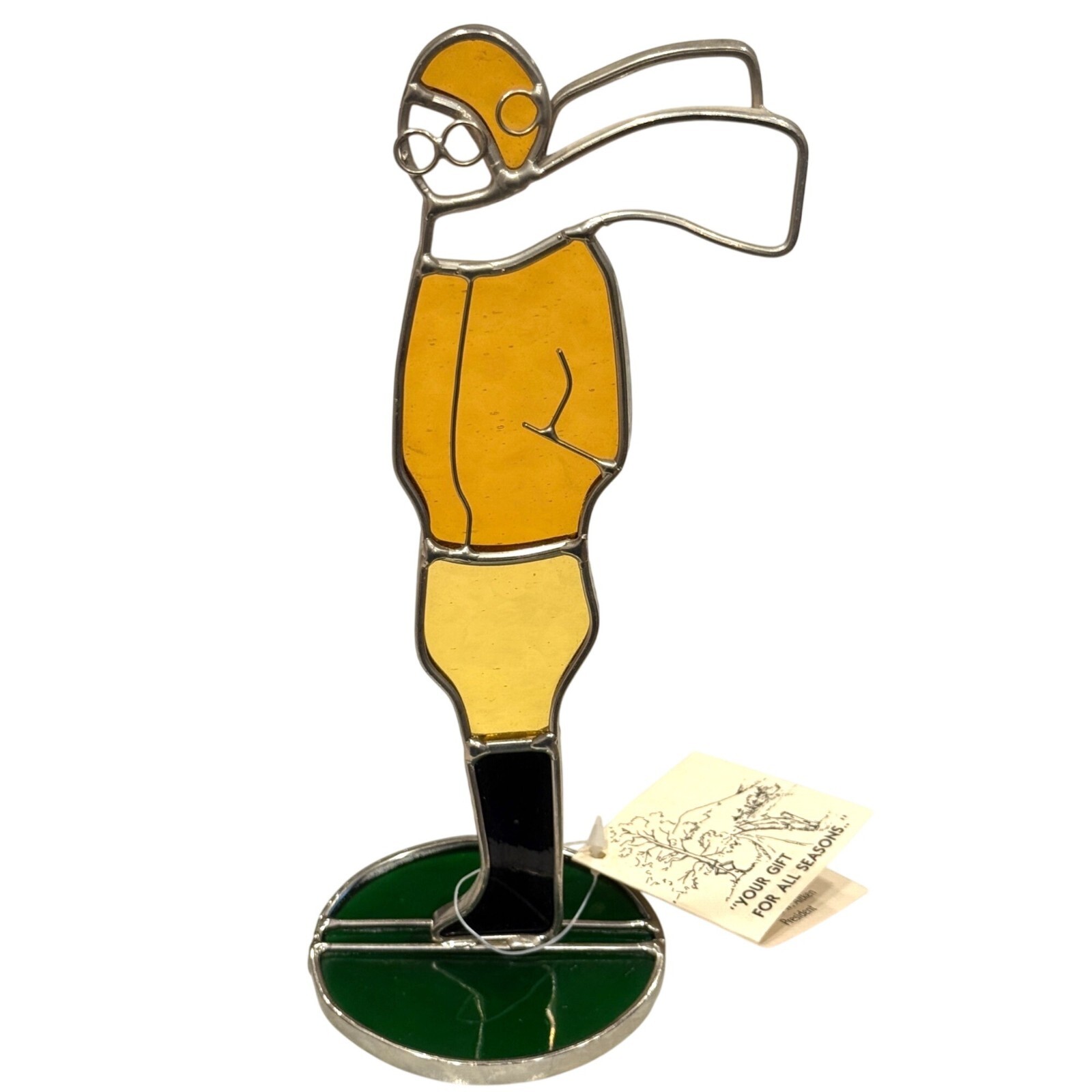 D.A. Glassco Stained Glass Aviator Pilot Figurine Sun Catcher Vermont Handcrafte