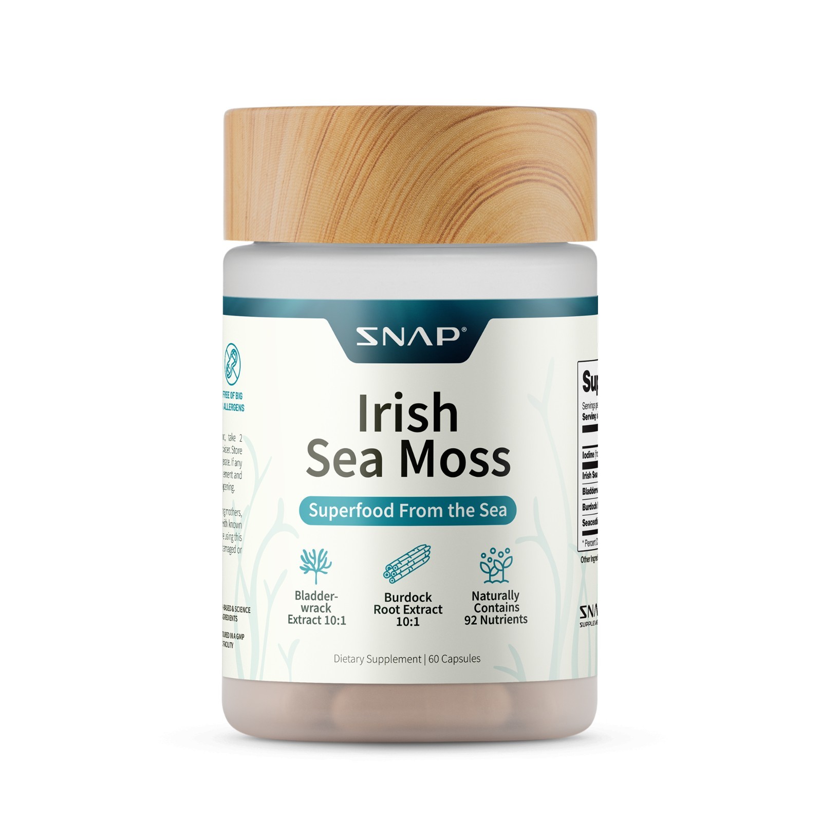 SNAP Organic Irish Sea Moss Burdock Iodine Thyroid Digestion Immune Skin Support