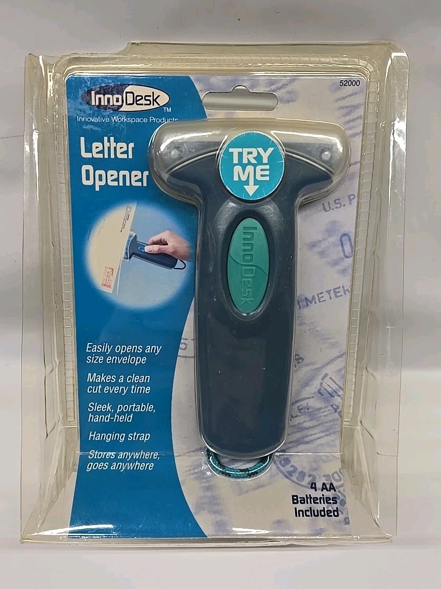 InnoDesk Letter Opener Hand-held 4 AA Battery Operated W- Strap 52000 *NOS*