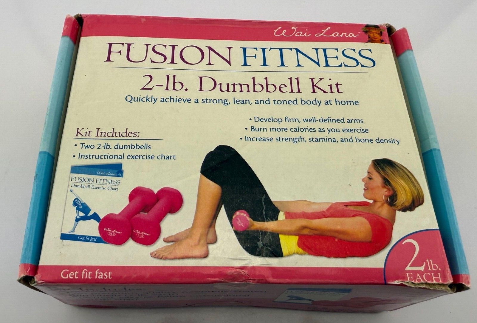 Wai Lana Fusion Fitness 2LB DUMBBELL KIT with Exercise Chart. New in open box