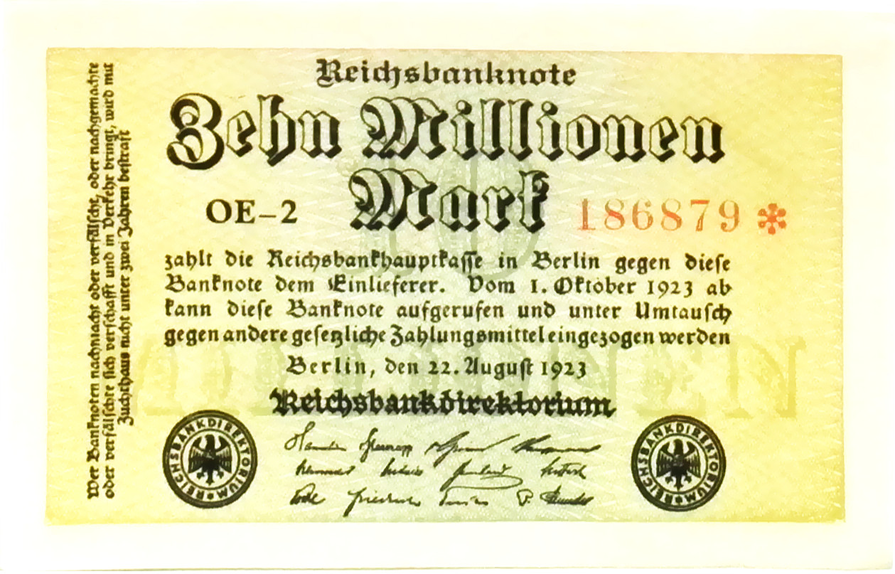 1923 Germany  10.000.000 / 10 Million Mark Banknote UNCIRCULATED COSEC NUMB