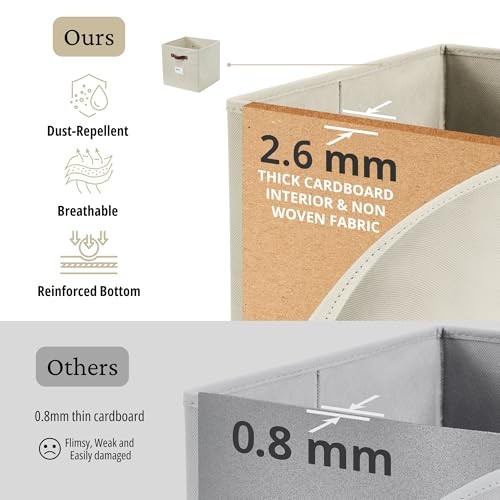Storage Bins, Cube Storage Bin with Labels, Fabric Cube 11" / 6pcs Beige