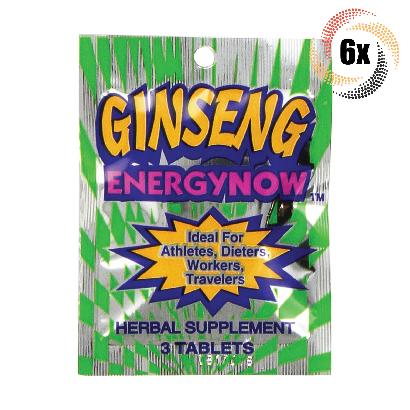 6x Packs Energy Now Ginseng Weight Loss Herbal Supplements | 3 Tablets Per Pack