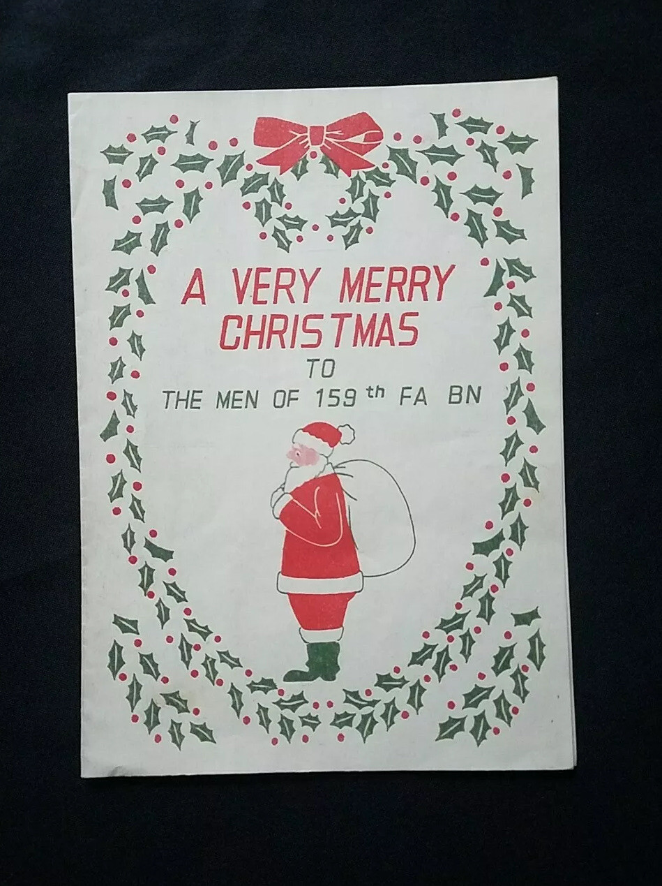 1947 Christmas Menu 159th Field Artillery Nara Honshu Japan Occupation of Japan