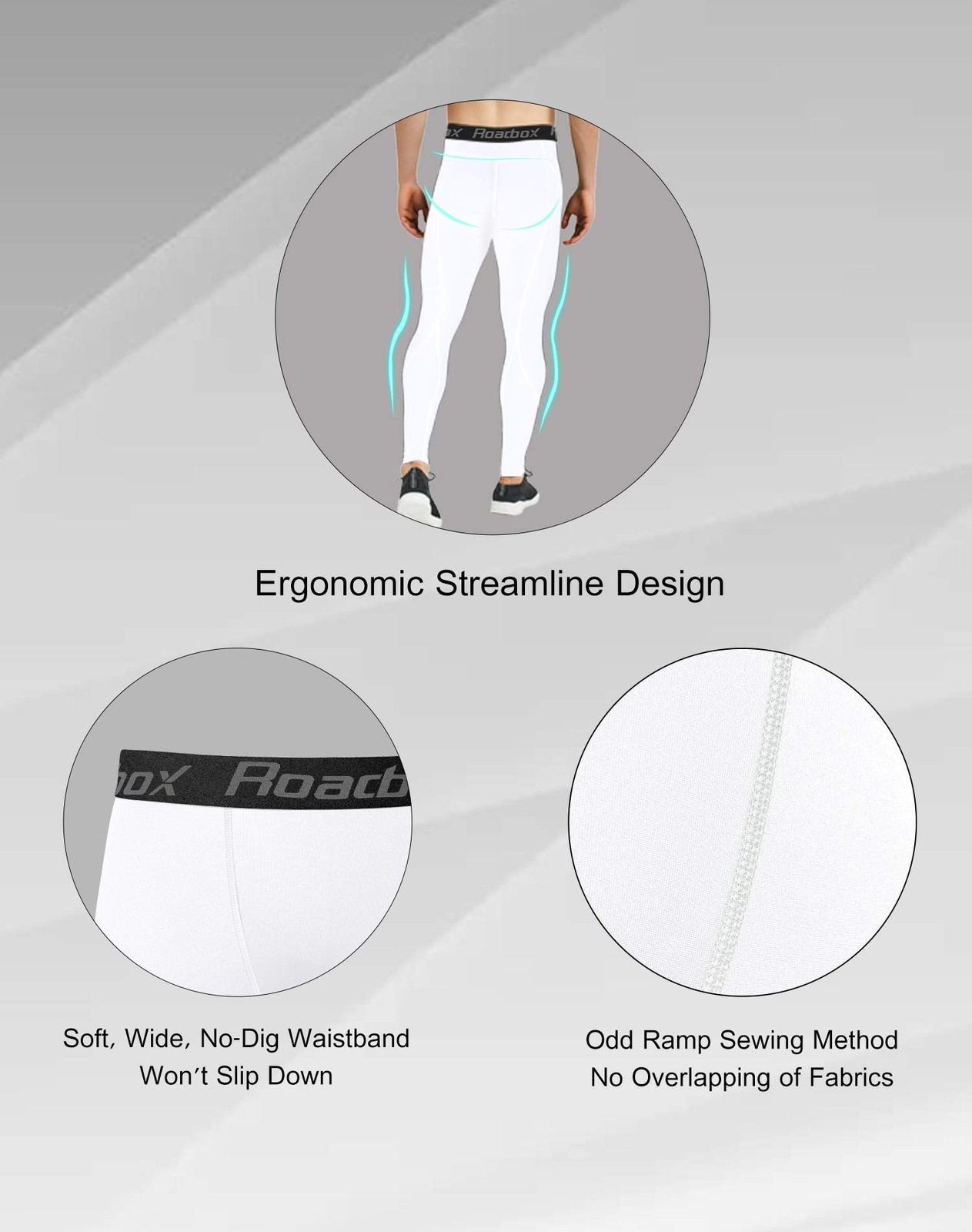Roadbox 1, 2 or 3 Pack Men's Compression Pants Athletic Base Layer Cycling Ti...