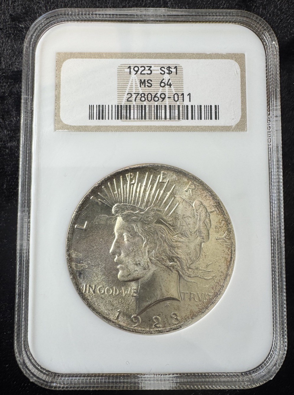 1923 Peace Silver Dollar $1 NGC MS64 Uncirculated Toned Silver Coin