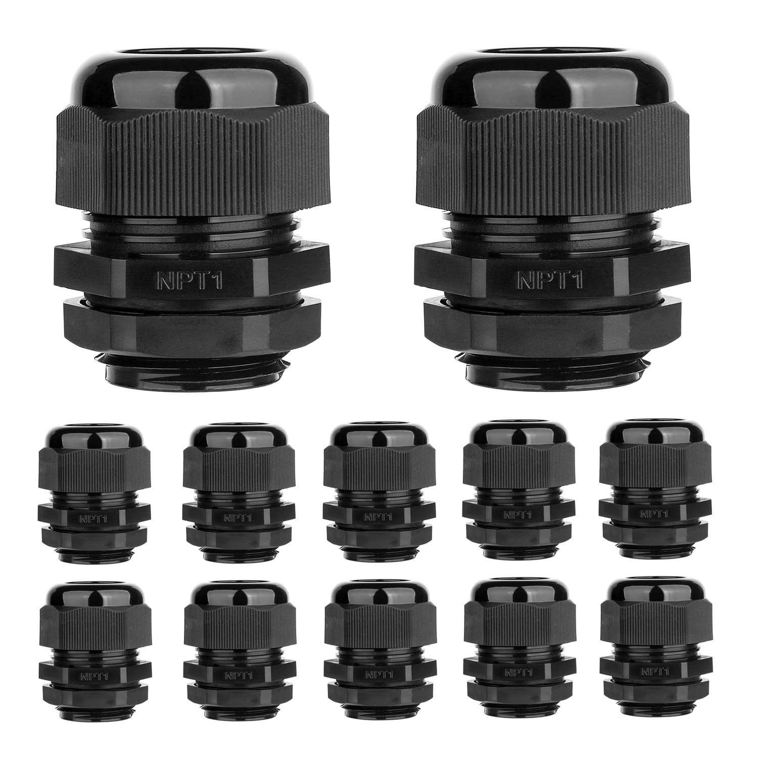 12 Pack 1'' NPT Cable Gland Waterproof Adjustable 18.5-25mm/0.73-0.98inch Nyl...