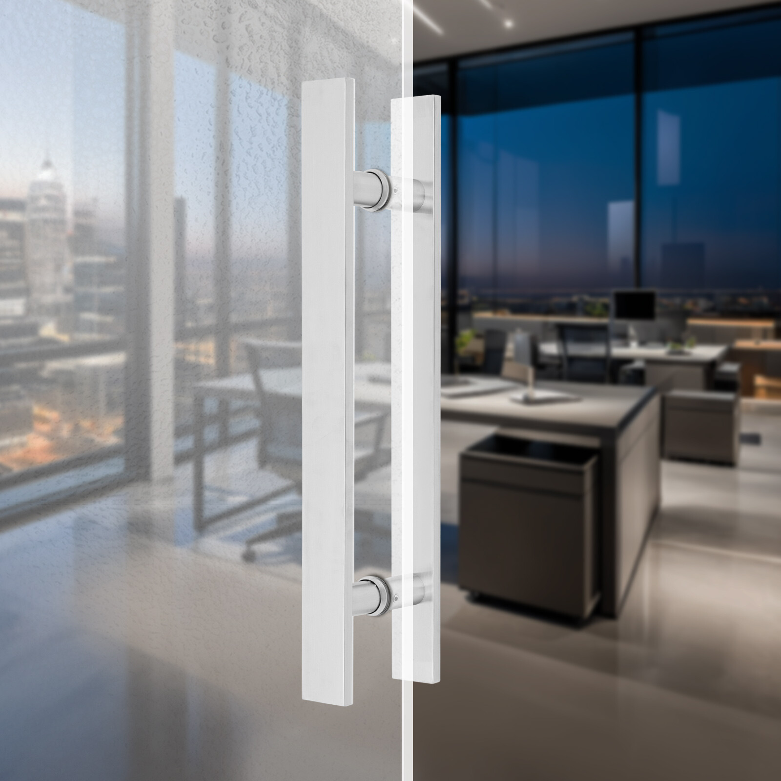 H-Shape Door Handle Double Sided Pull Push Sliding Barn Door Handles Silver