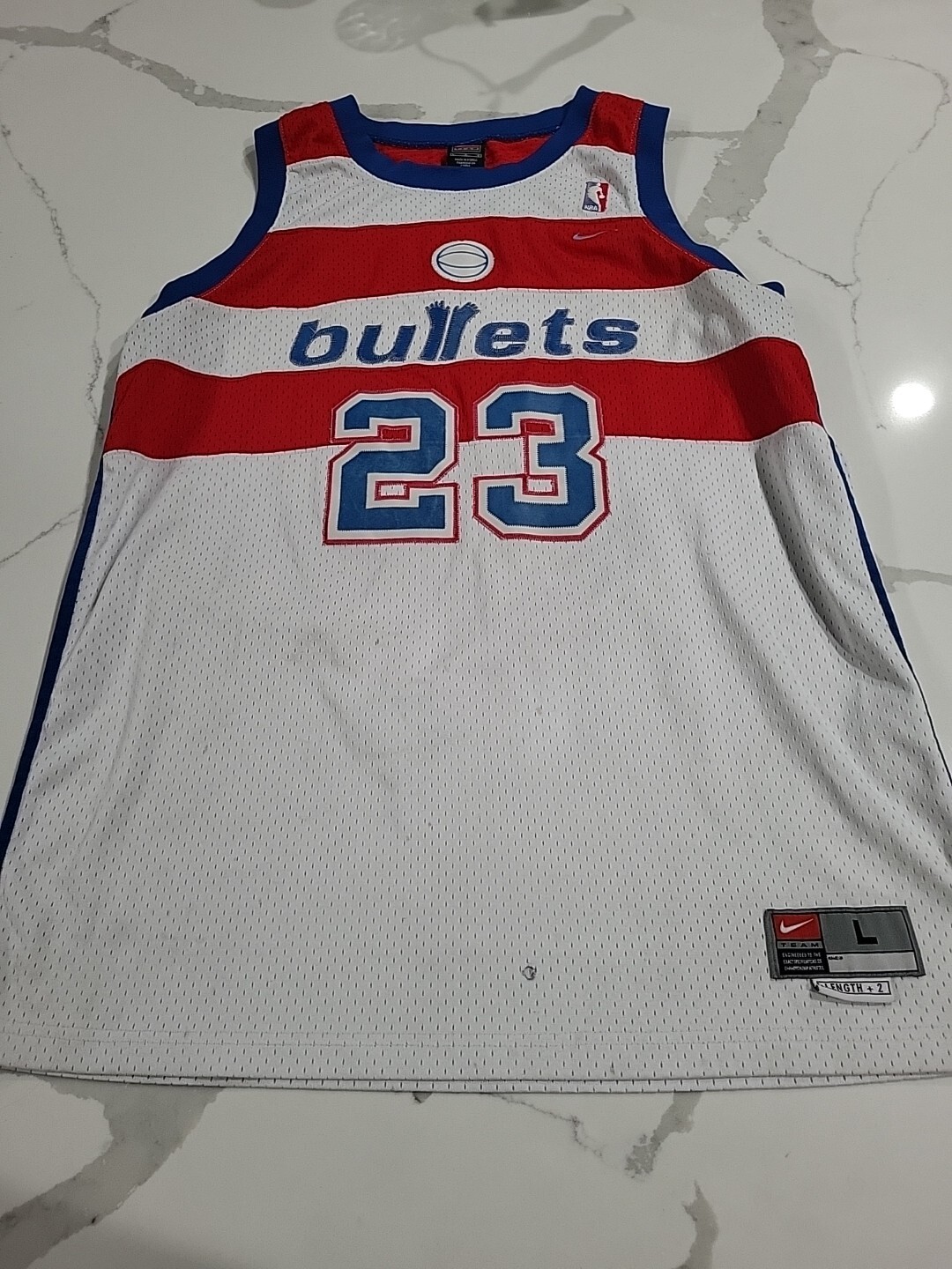 Vintage Nike Washington Bullets Michael Jordan Sewn White Jersey Size Adult L