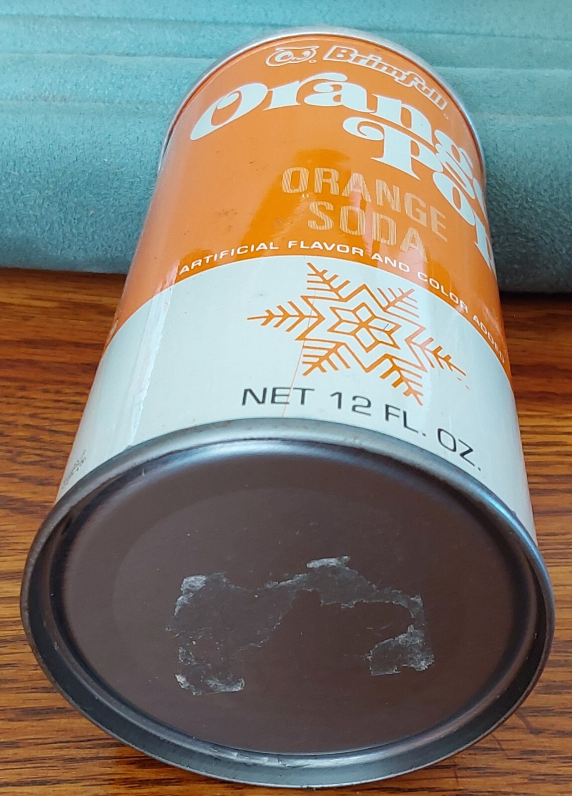 Brimfull ORANGE POP EMPTY Vintage Soda Can